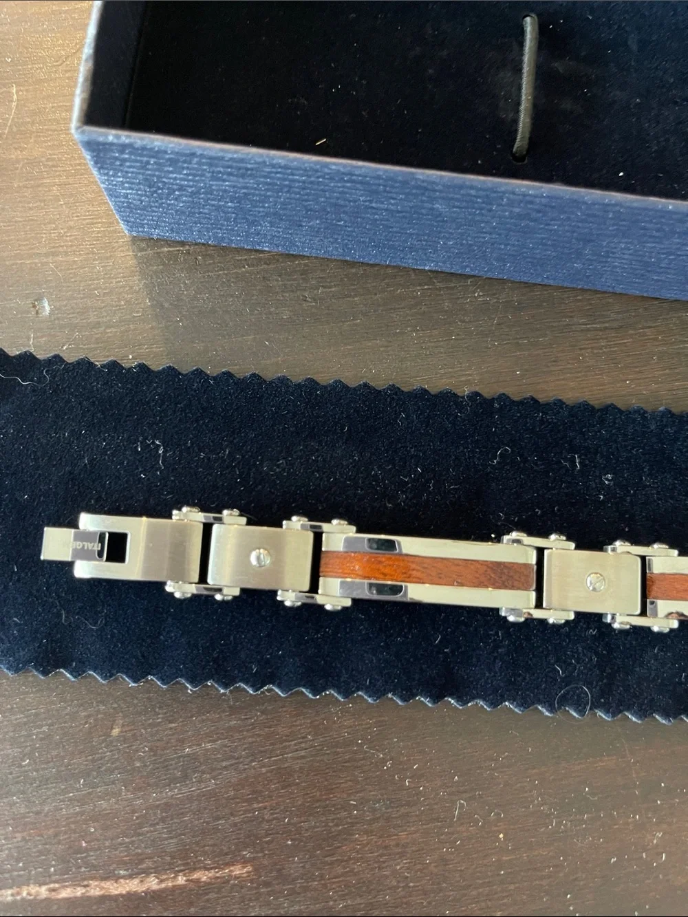 Stauer Men’s Legna Bracelet Stainless Steel Wood Inlay